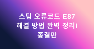 스팀 오류코드 e87 해결 방법 완벽 정리! 종결판
